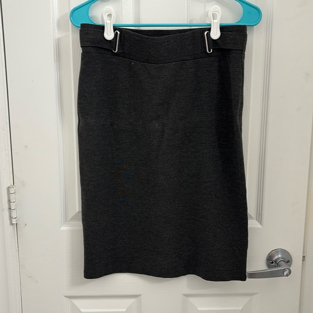 BOGO: Love Scarlett Soft Heathered Gray Pencil Skirt with Back Slit M